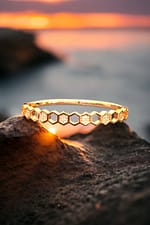 Luxury Gold-Plated Honeycomb Bangle | Elegant & Trendy Jewelry