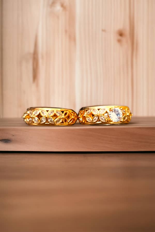 Luxury Gold-Plated Couple Rings | Elegant Matching Bands for Couples